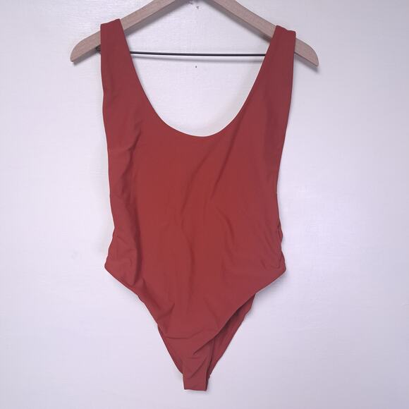 Aerie Super Scoop One Piece Cheeky Swimsuit Rust Red Womens XL Swim Suit Sexy - Picture 2 of 5